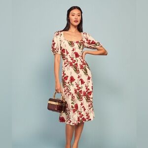 Reformation Beechwood dress in red floral print